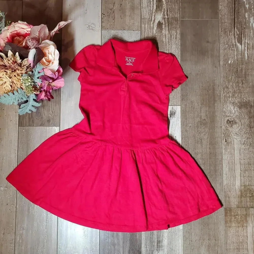 The Children's Place Ruby Red Polo Short Sleeve Dress Girls Size 4T NWOT